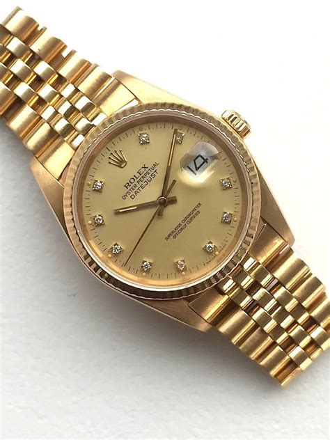 rolex oyster perpetual datejust 18k yellow gold &|Rolex 18k gold price.